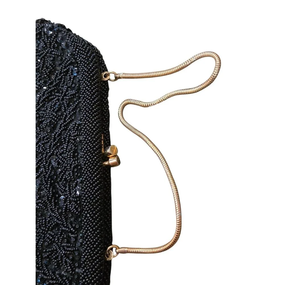 Vintage 50s/60s Whiting & Davis Black Beaded Evening Clutch